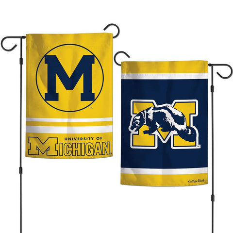 Michigan Wolverines Flag 12x18 Garden Style 2 Sided College Vault Design - Special Order