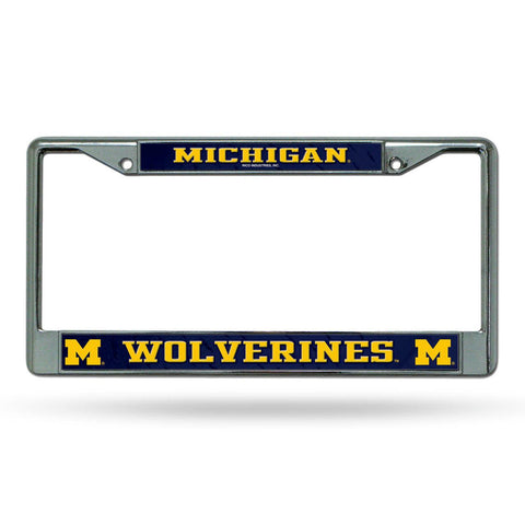 Michigan Wolverines License Plate Frame Chrome Printed Insert