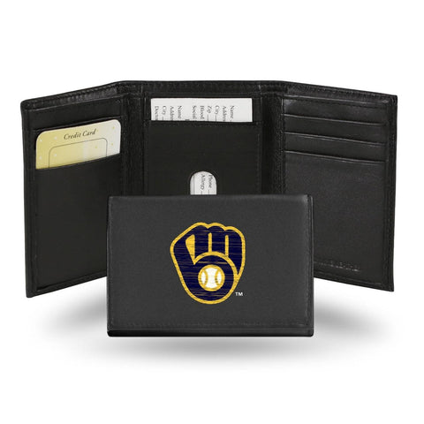 Milwaukee Brewers Wallet Trifold Leather Embroidered