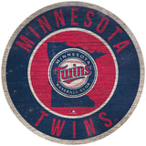 Minnesota Twins  Sign Wood 12 Inch Round State Design - Team Fan Cave