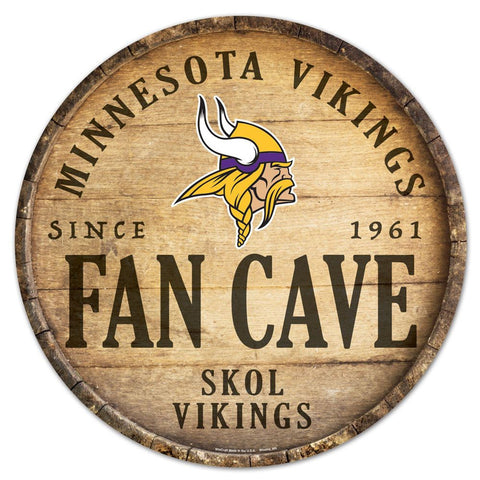 Minnesota Vikings Sign Wood 14 Inch Round Barrel Top Design-0