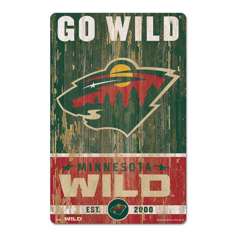 Minnesota Wild Sign 11x17 Wood Slogan Design-0