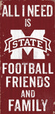 Mississippi State Bulldogs Sign Wood 6x12 Football Friends and Family Design Color - Special Order - Team Fan Cave