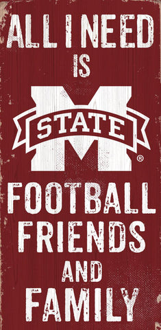 Mississippi State Bulldogs Sign Wood 6x12 Football Friends and Family Design Color - Special Order - Team Fan Cave