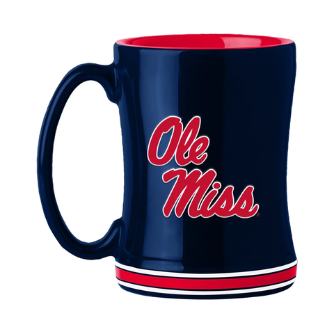 Mississippi Rebels Coffee Mug 14oz Sculpted Relief Team Color-0