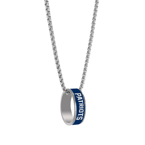 New England Patriots Necklace Fashion Ring Pendant Silver-0