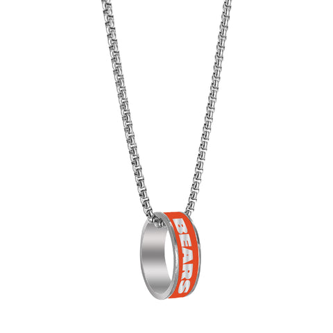 Chicago Bears Necklace Fashion Ring Pendant Silver-0
