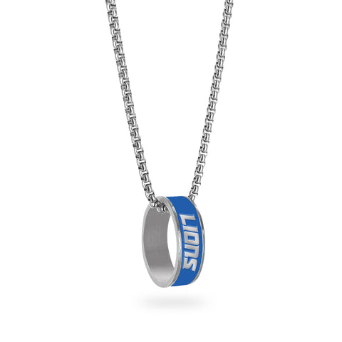 Detroit Lions Necklace Fashion Ring Pendant Silver-0
