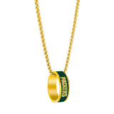 Green Bay Packers Necklace Fashion Ring Pendant Gold-0