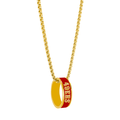 San Francisco 49ers Necklace Fashion Ring Pendant Gold-0