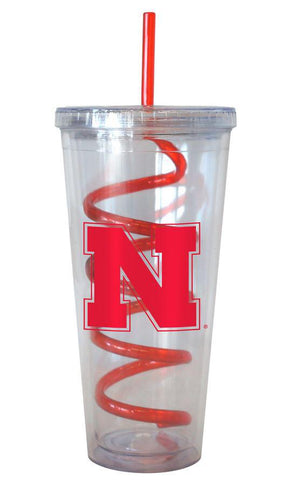 Nebraska Cornhuskers 22 oz Tumbler with Swirl Straw - Team Fan Cave