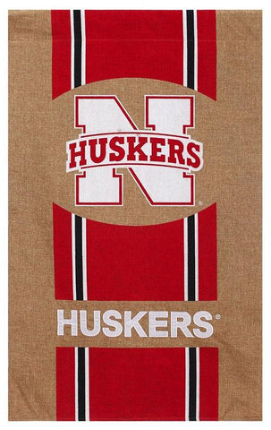 Nebraska Cornhuskers Burlap House Flag 29x43 - Team Fan Cave