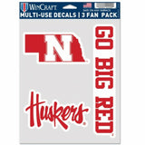 Nebraska Cornhuskers Decal Multi Use Fan 3 Pack Special Order