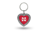 Nebraska Cornhuskers Keychain - Rhinestone Heart - Team Fan Cave