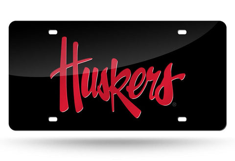 Nebraska Cornhuskers License Plate Laser Cut Black