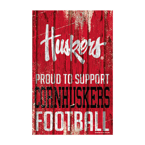 Nebraska Cornhuskers Sign 11x17 Wood Proud to Support Design-0