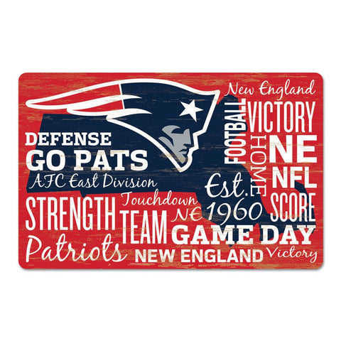 New England Patriots Sign 11x17 Wood Established Design-0