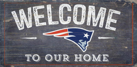 New England Patriots Sign Wood 6x12 Welcome To Our Home Design - Special Order - Team Fan Cave