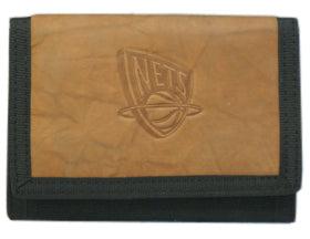 New Jersey Nets Leather/Nylon Embossed Tri-Fold Wallet - Team Fan Cave