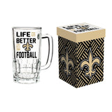 New Orleans Saints Glass 18oz Tankard Boxed