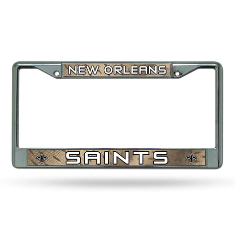 New Orleans Saints License Plate Frame Chrome Printed Insert