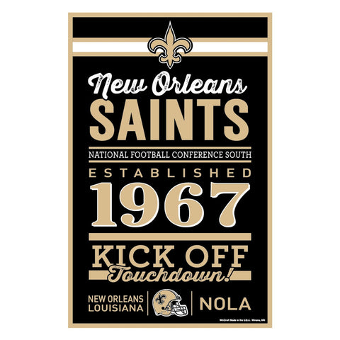 New Orleans Saints Sign 11x17 Wood Established Design-0