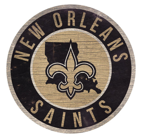 New Orleans Saints Sign Wood 12 Inch Round State Design