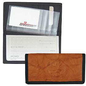 New York Islanders Leather/Nylon Embossed Checkbook Cover - Team Fan Cave