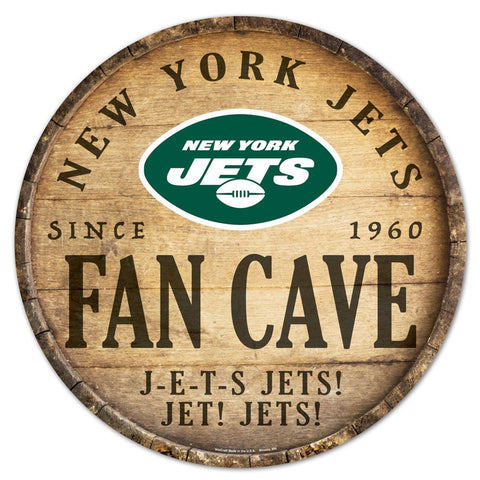 New York Jets Sign Wood 14 Inch Round Barrel Top Design-0