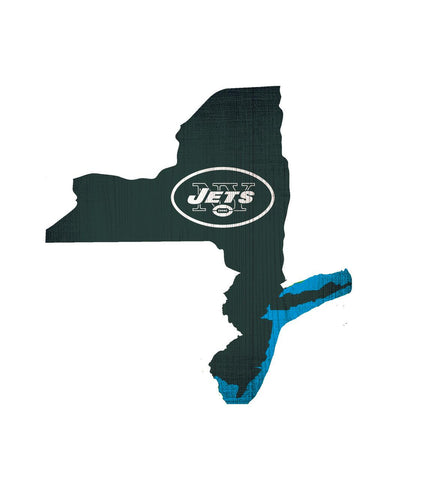 New York Jets Sign Wood Logo State Design - Special Order - Team Fan Cave