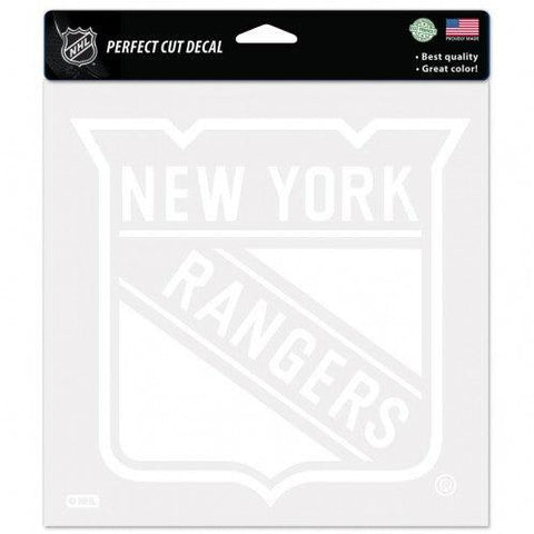 New York Rangers Decal 8x8 Perfect Cut White