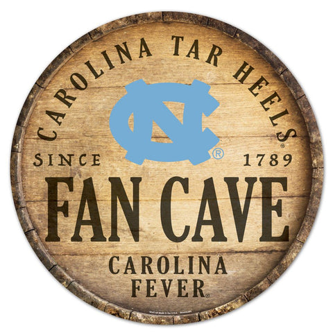 North Carolina Tar Heels Sign Wood 14 Inch Round Barrel Top Design-0