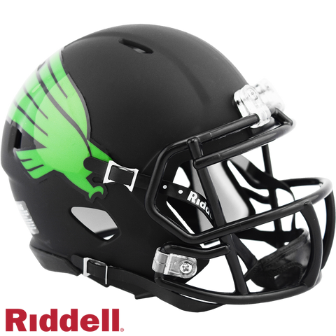 North Texas Mean Green Helmet Riddell Replica Mini Speed Style Matte Black-0