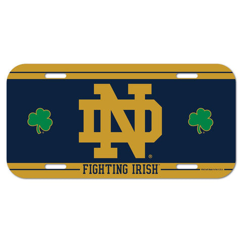 Notre Dame Fighting Irish License Plate Plastic Shamrocks Design - Team Fan Cave