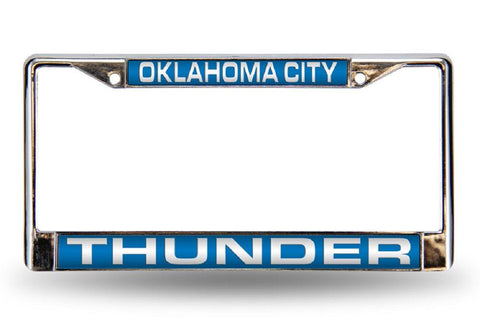 Oklahoma City Thunder License Plate Frame Laser Cut Chrome Blue - Team Fan Cave