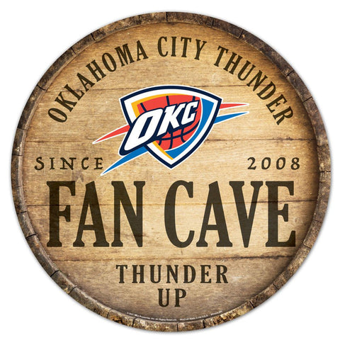 Oklahoma City Thunder Sign Wood 14 Inch Round Barrel Top Design - Special Order-0