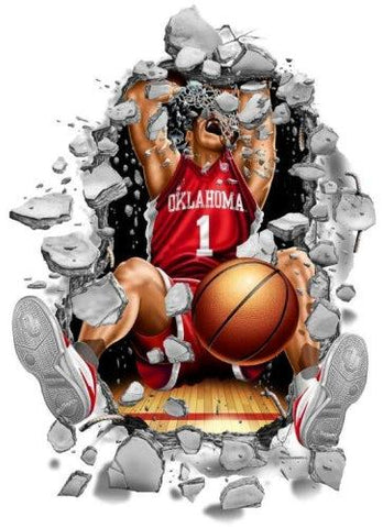 Oklahoma Sooners Decal Wallcrasher Basketball 3 Foot - Team Fan Cave