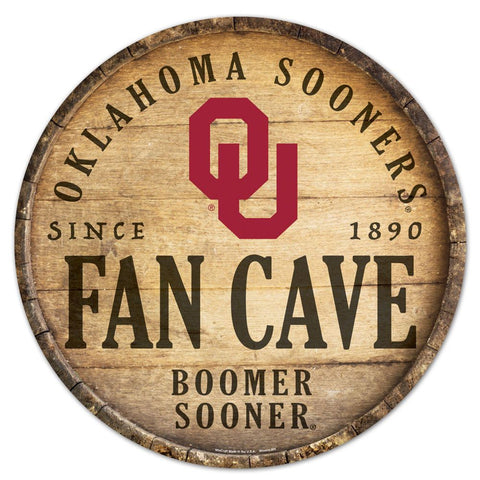 Oklahoma Sooners Sign Wood 14 Inch Round Barrel Top Design - Special Order-0