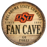 Oklahoma State Cowboys Sign Wood 14 Inch Round Barrel Top Design - Special Order-0