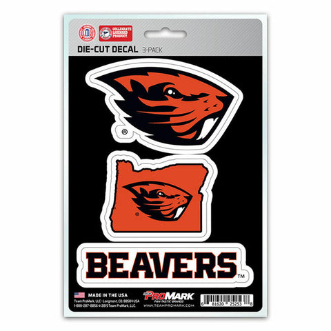 Oregon State Beavers Decal Die Cut Team 3 Pack