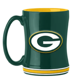 Green Bay Packers Coffee Mug 14oz Sculpted Relief Team Color-0