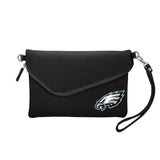 Philadelphia Eagles Purse Pebble Fold Over Crossbody Black - Special Order-0