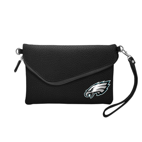 Philadelphia Eagles Purse Pebble Fold Over Crossbody Black - Special Order-0