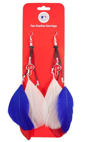 Philadelphia Phillies Team Color Feather Earrings - Team Fan Cave