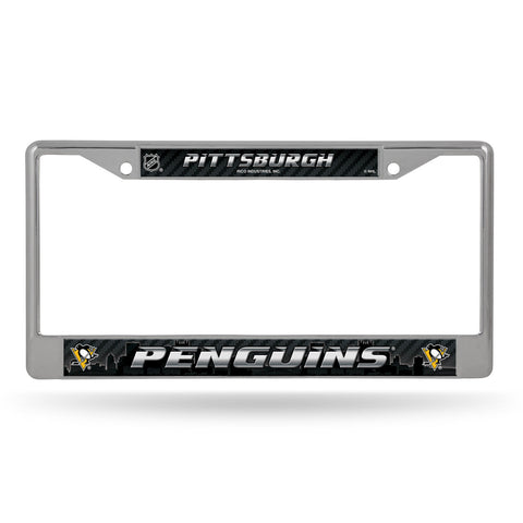 Pittsburgh Penguins License Plate Frame Chrome Printed Insert-0