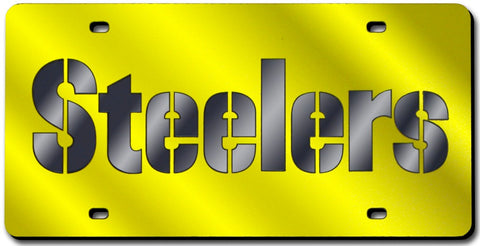 Pittsburgh Steelers License Plate Laser Cut Yellow-0