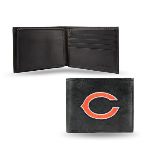 Chicago Bears Wallet Billfold Leather Embroidered Black-0