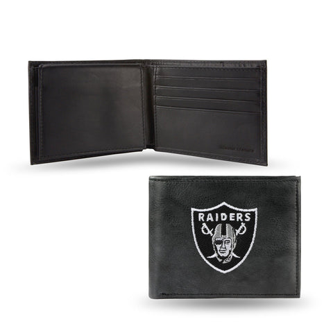 Las Vegas Raiders Wallet Billfold Leather Embroidered Black-0