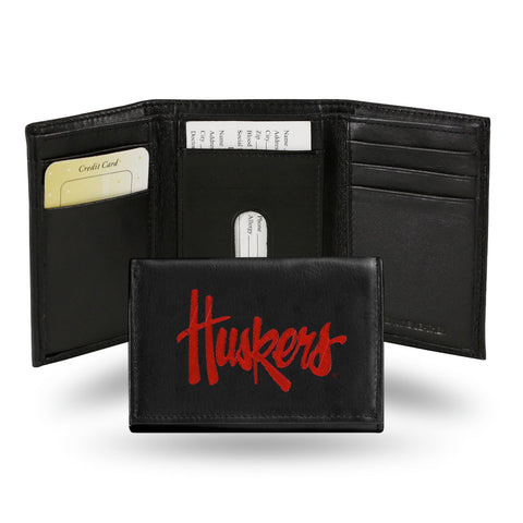 Nebraska Cornhuskers Wallet Trifold Leather Embroidered-0