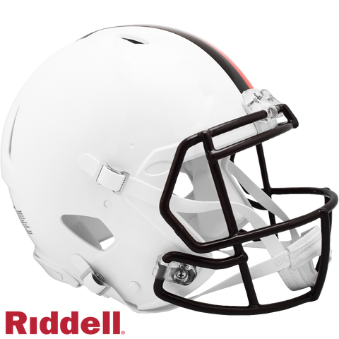 Cleveland Browns Helmet Riddell Authentic Full Size Speed Style On-Field Alternate 2023 White Out - Special Order-0